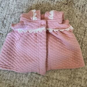 Quilted Pink Baby Dressy Vest with white Lace Trim